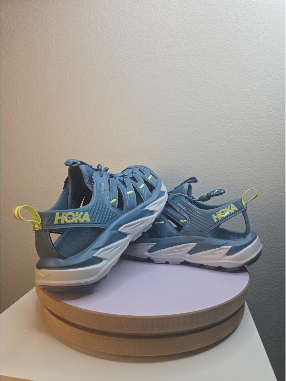 Hoka One One Hopara Womens 7 Blue Hiking Sandals Trail Water Shoes 1106535 PBLR